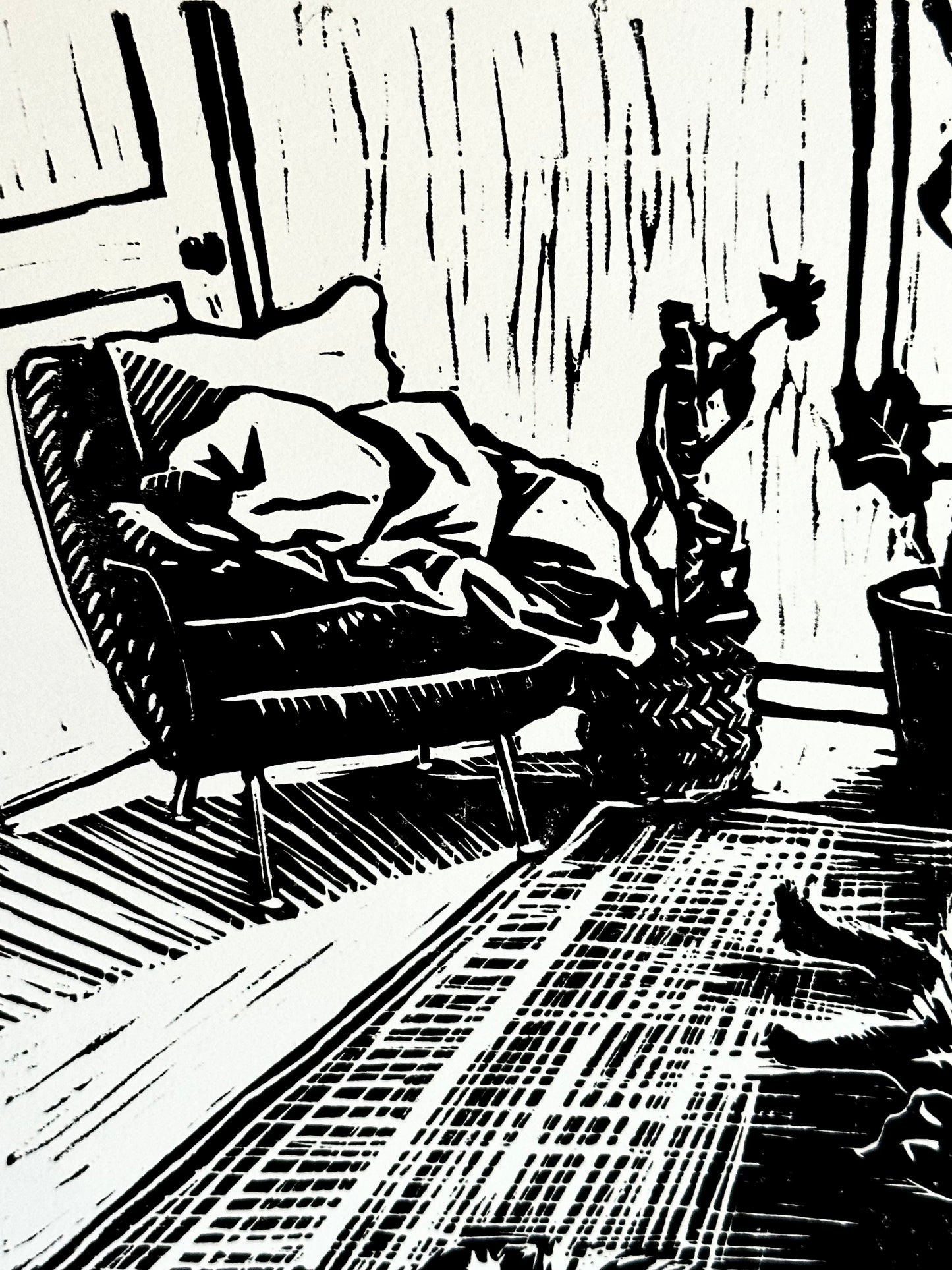 Happy Place - 14 x 11 inch linocut print