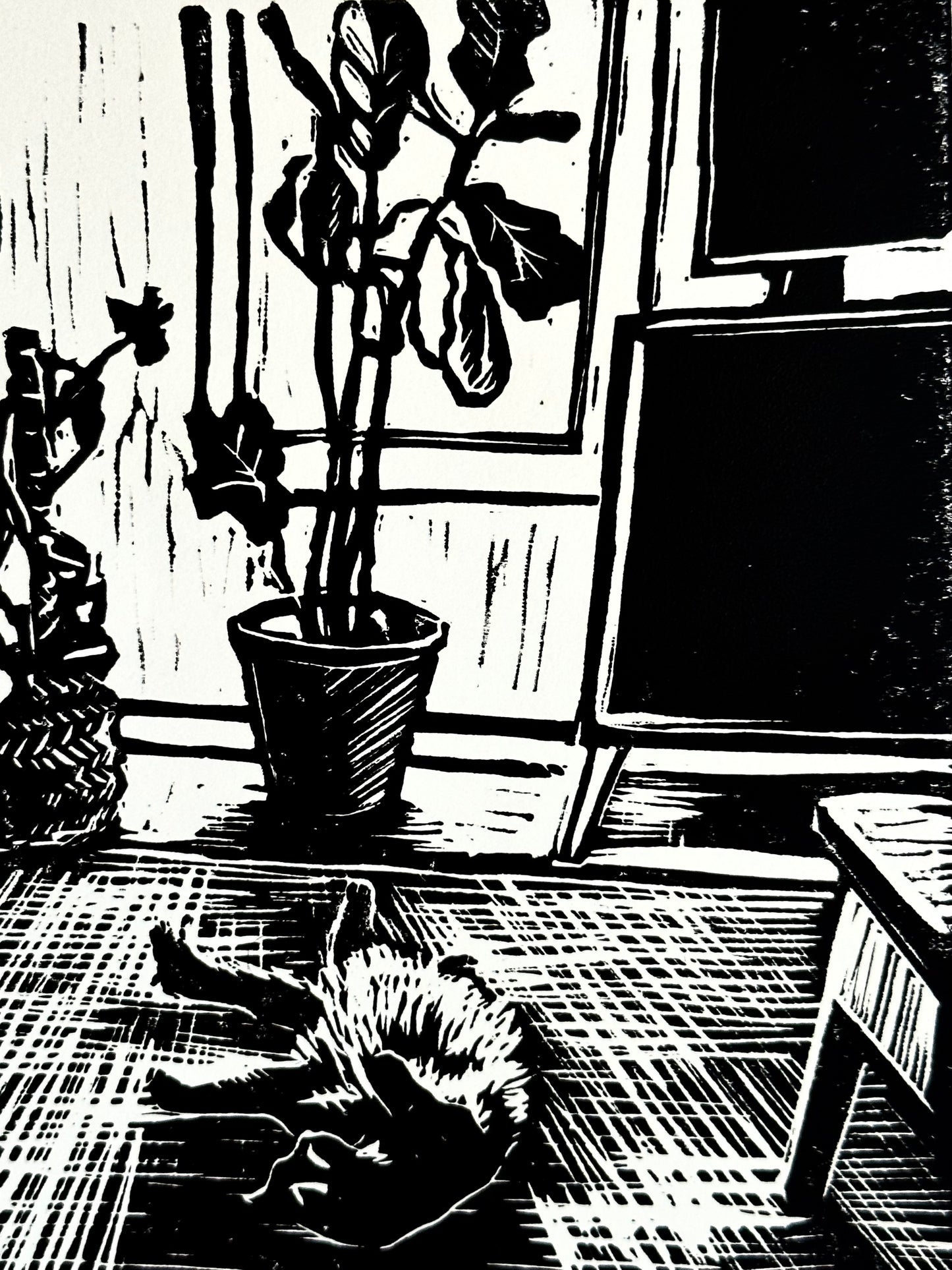 Happy Place - 14 x 11 inch linocut print