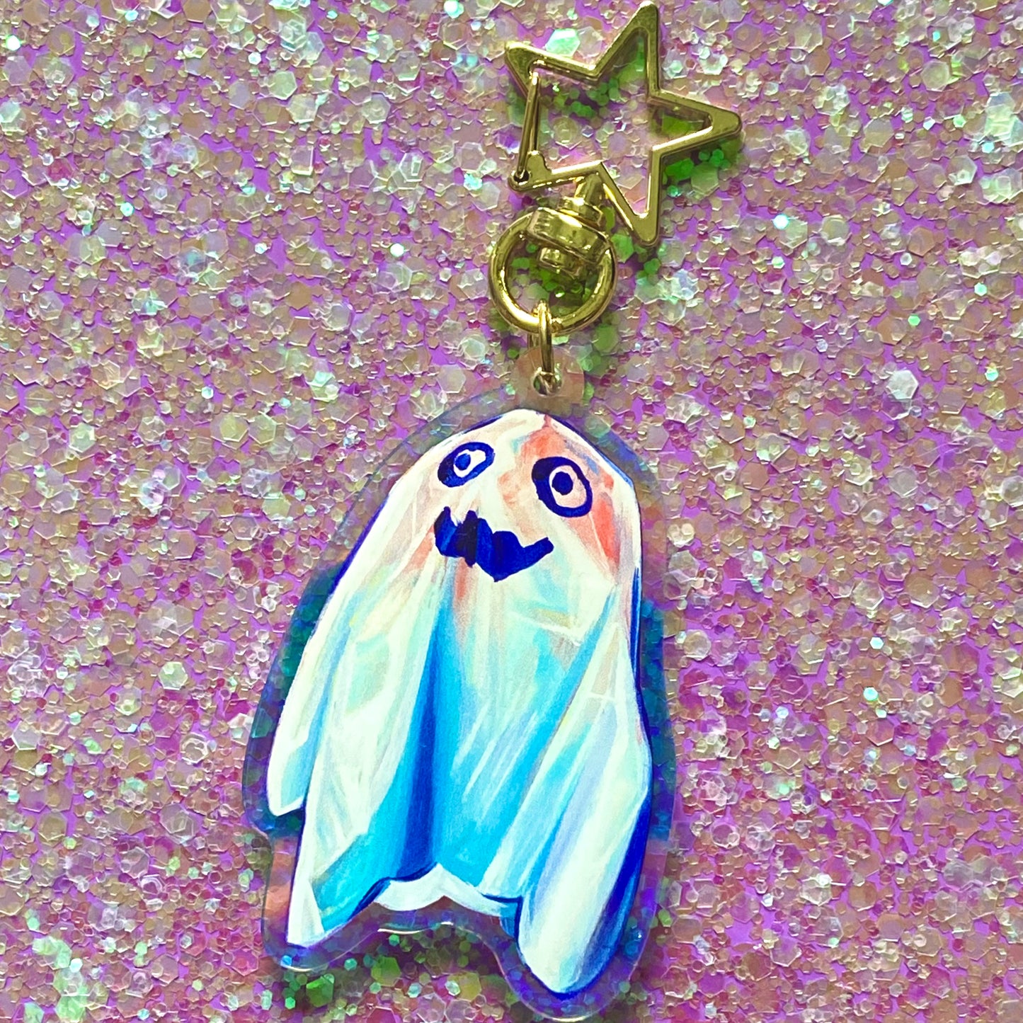 “Ghost” Iridescent Acrylic Keychain Charm 2.5 inch
