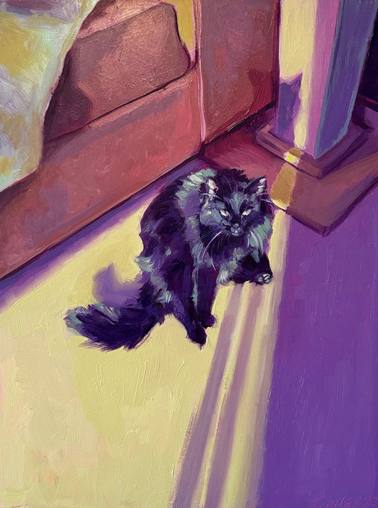 Behind the Glass Door - 16 x 12 inch original oil on wood panel