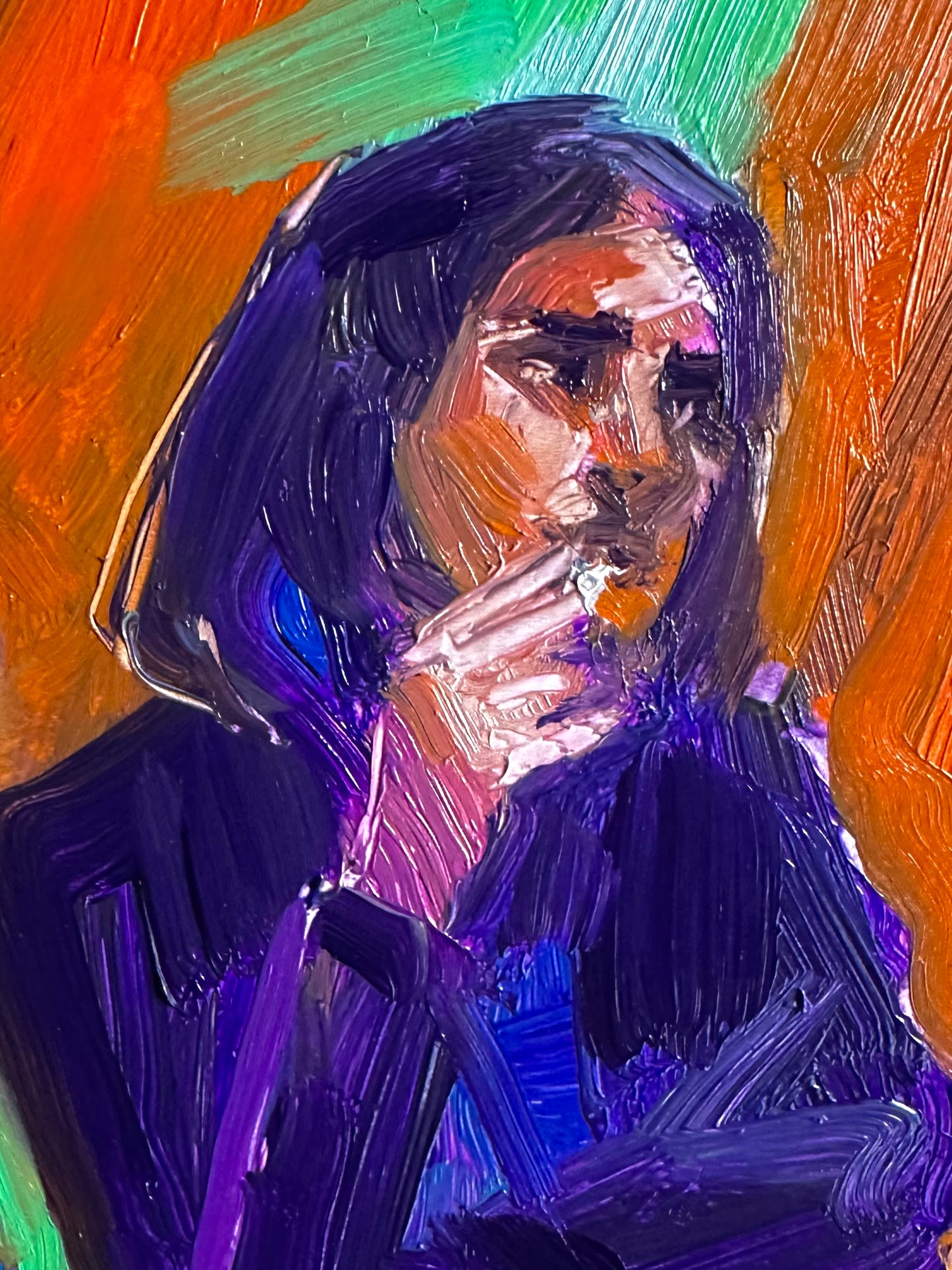 The Drunk Man Discussing Boundaries- 7 x 5 inch original oil painting on panel
