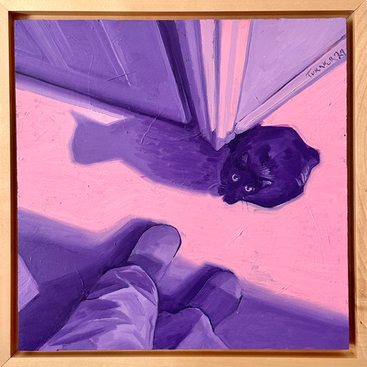 Middle Child - framed 12 x 12 inch original oil on panel