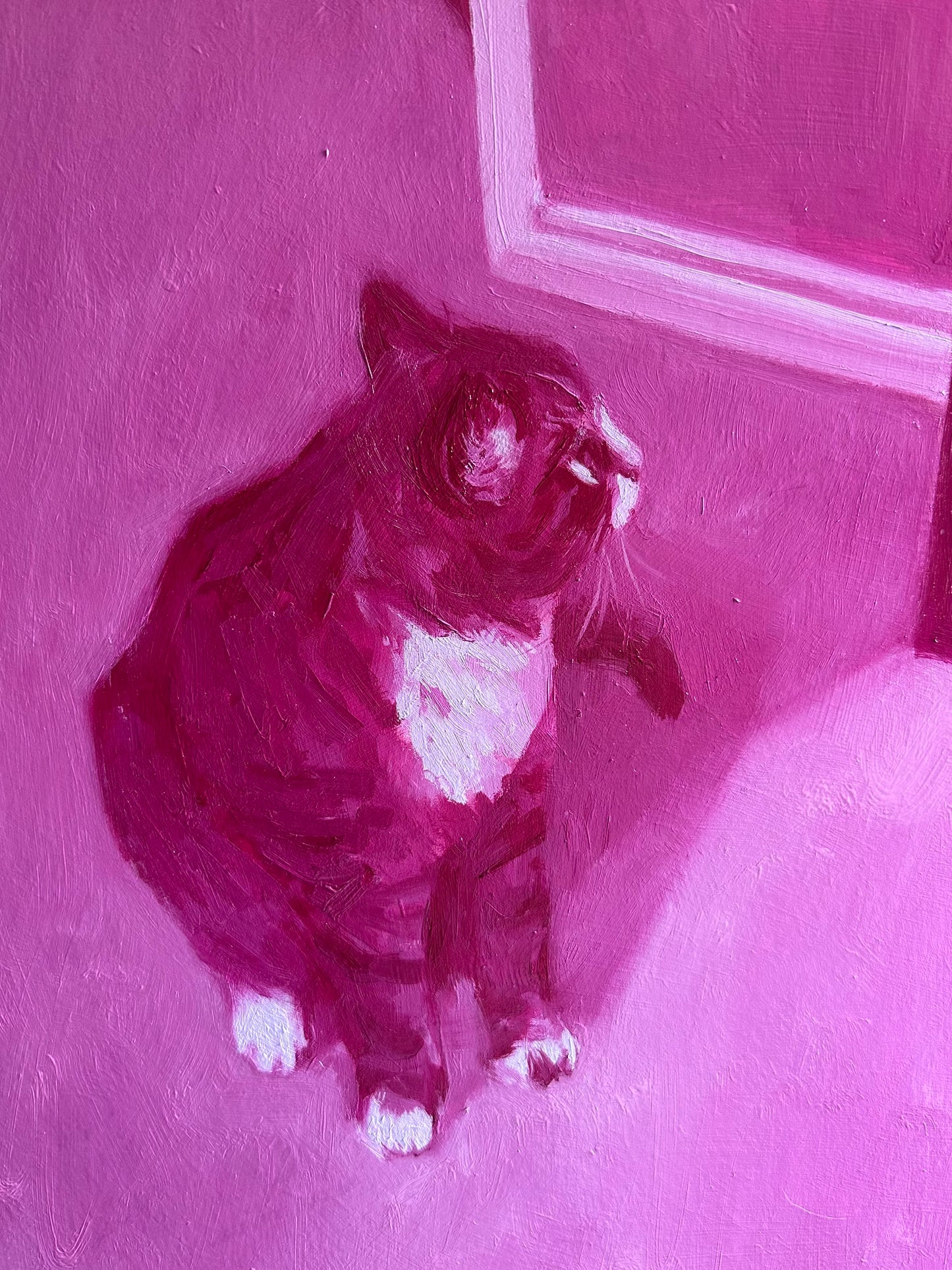 Portrait of Tina in Magenta - original 24 x 18 inch oil on panel