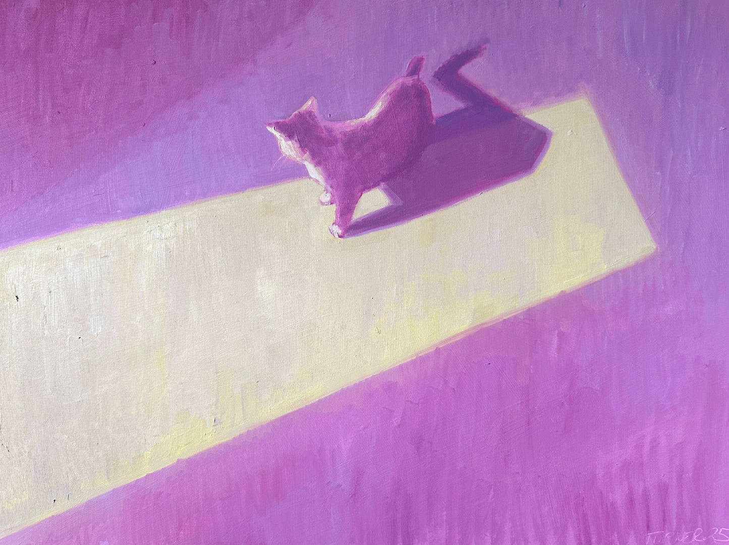 Pokie in the Living Room - original 18 x 24 inch oil on panel