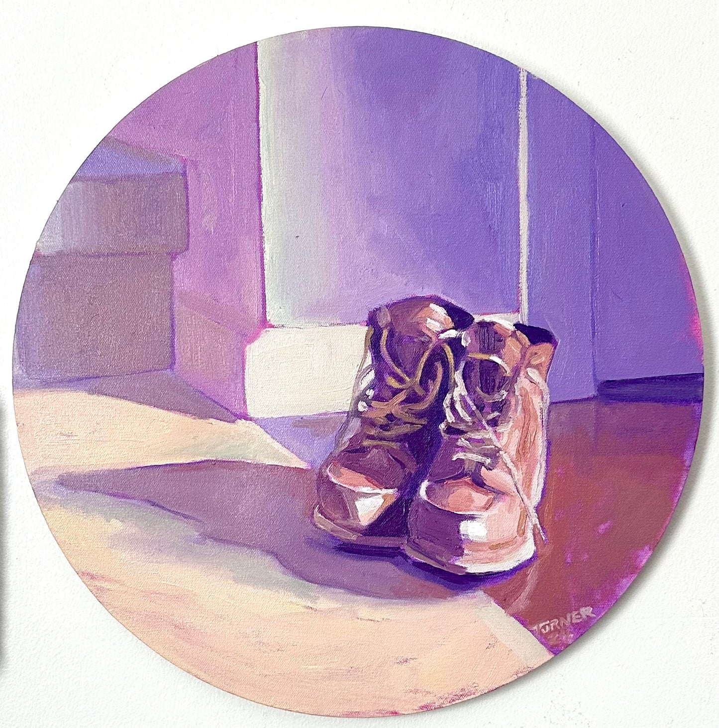 Jimmy’s Boots - 16 inch oil on round canvas