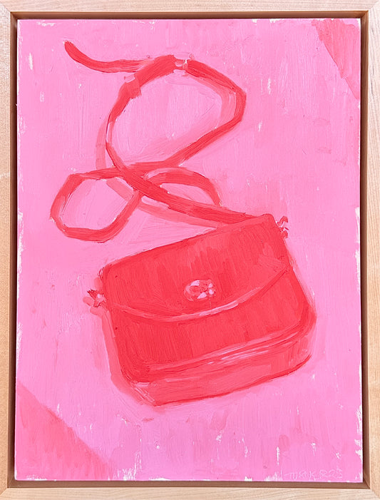 The Purse Jimmy Gave Me - framed 16 x 12 inch original oil on panel