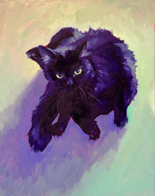 Privacy, Please - 14 x 11 inch original oil on wood panel