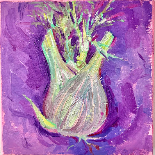 Fennel Study - original 4 x 4 inch oil on wood panel