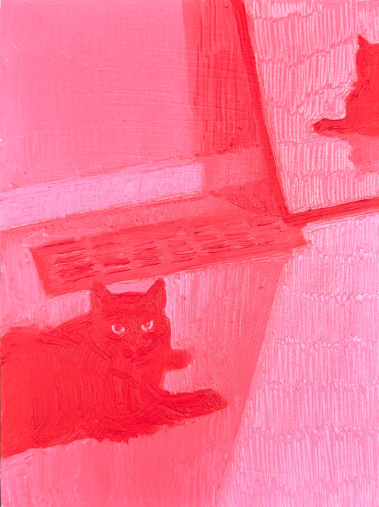 Mirror and Air Vent - 8 x 6 inch original oil on panel
