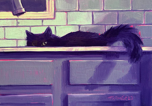 Washing Up - 5 x 7 inch original oil painting on panel
