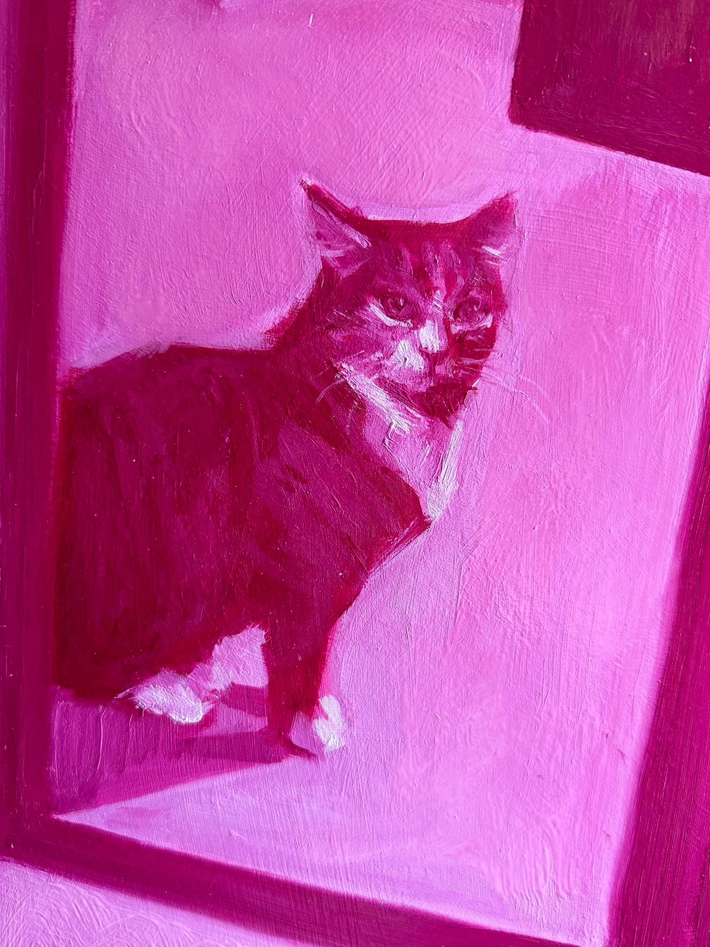Portrait of Tina in Magenta - original 24 x 18 inch oil on panel