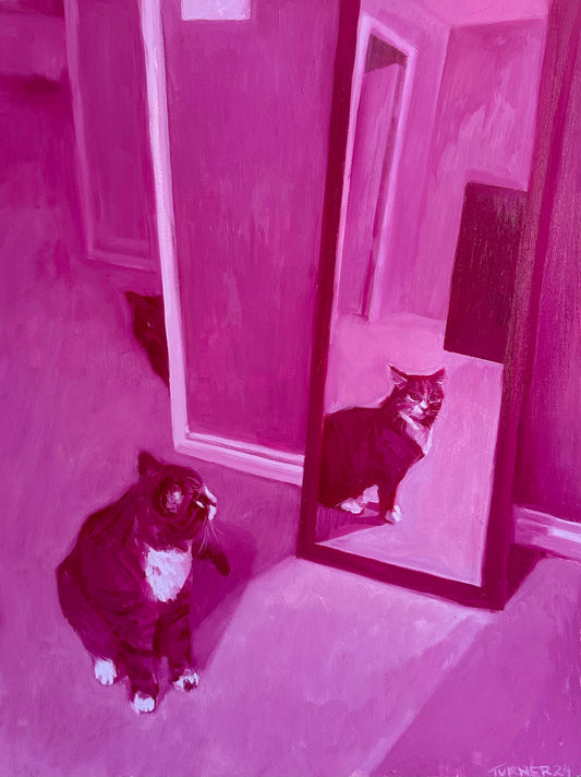 Portrait of Tina in Magenta - original 24 x 18 inch oil on panel