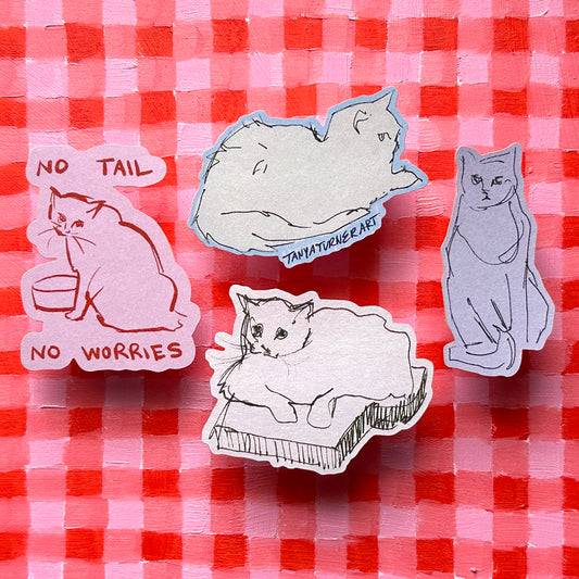 Kraft Cats - Sticker set - 4 paper stickers