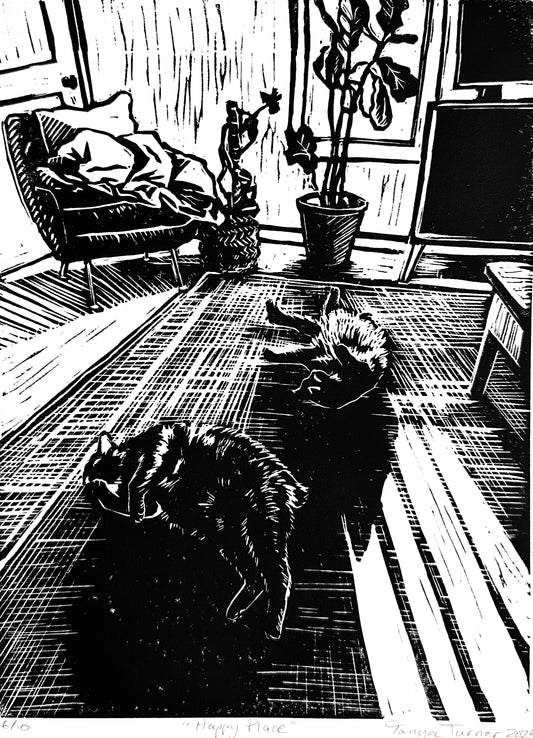 Happy Place - 14 x 11 inch linocut print