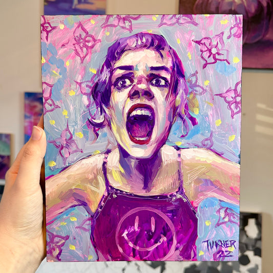 Scream and Shout - 10 x 8 inch oil on panel