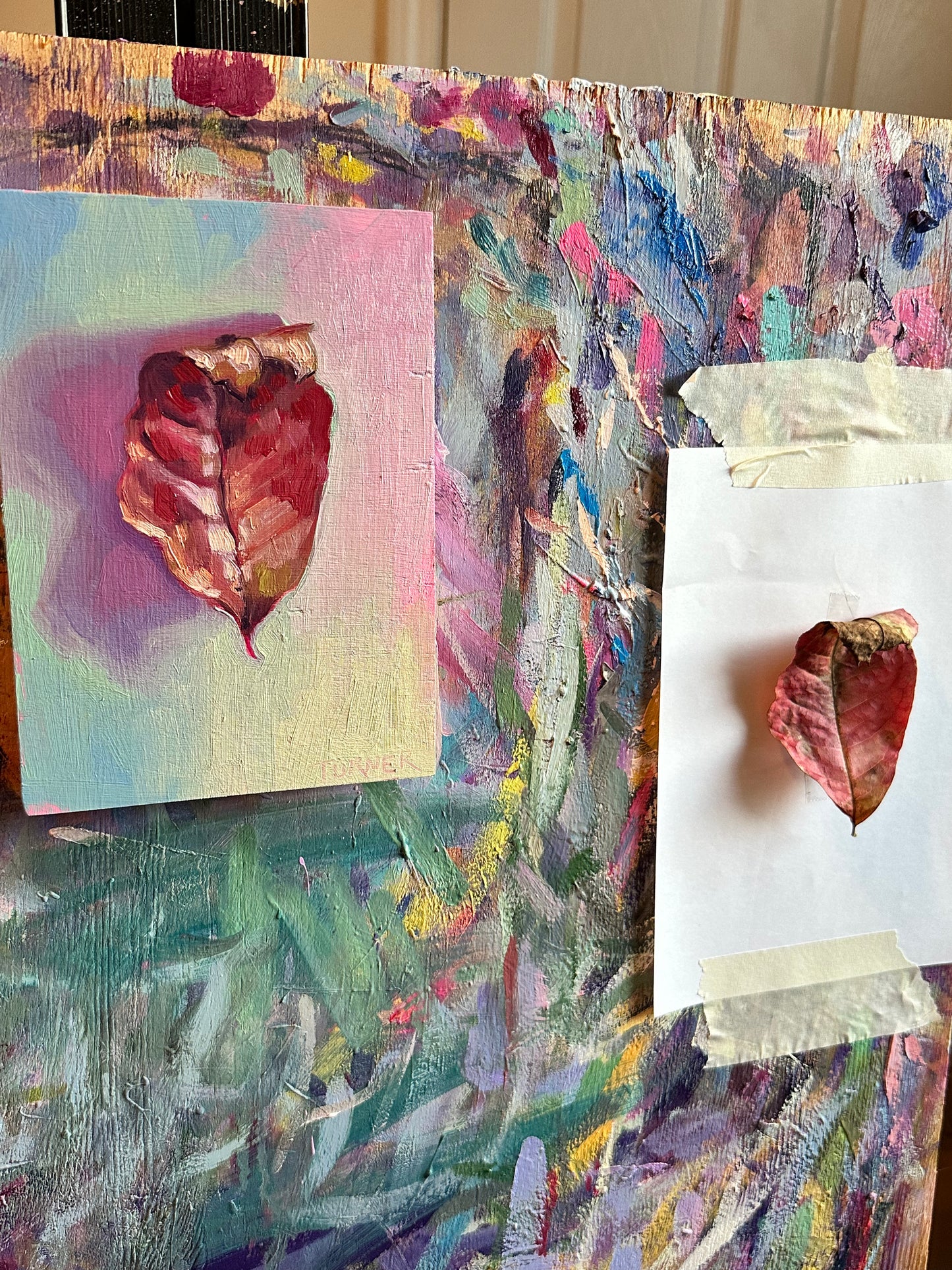 Leaf #4, 7 x 5 inch original oil painting on panel