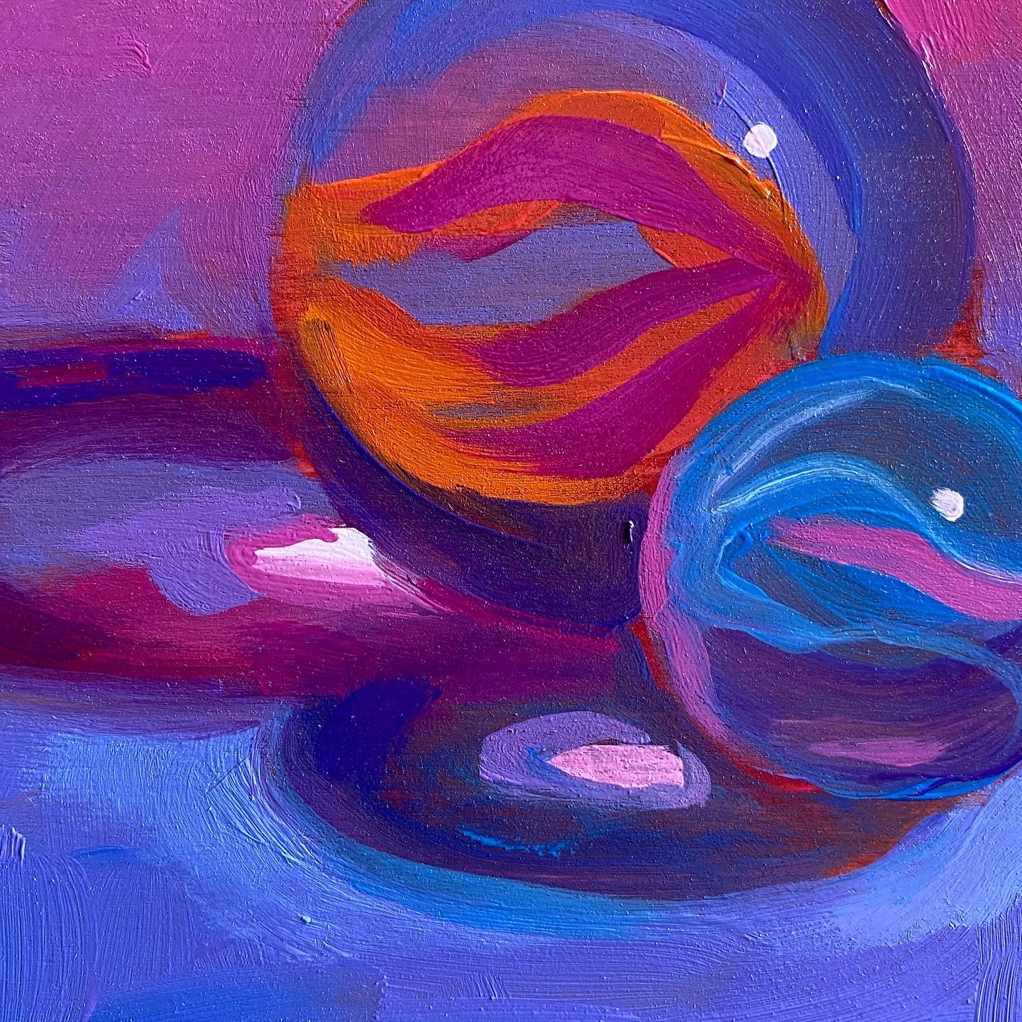 Lost my Marbles, original 12 x 12 inch oil on wood panel