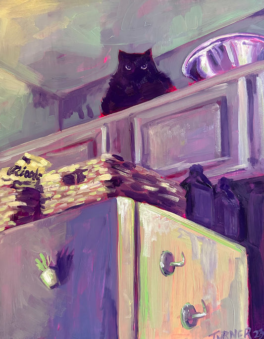 Top Shelf - original 14 x 11 inch oil on panel