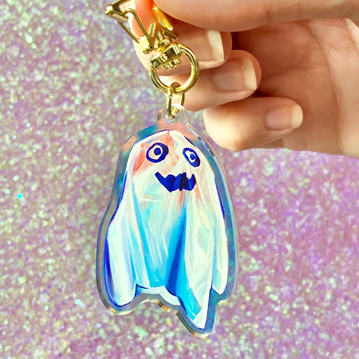 “Ghost” Iridescent Acrylic Keychain Charm 2.5 inch