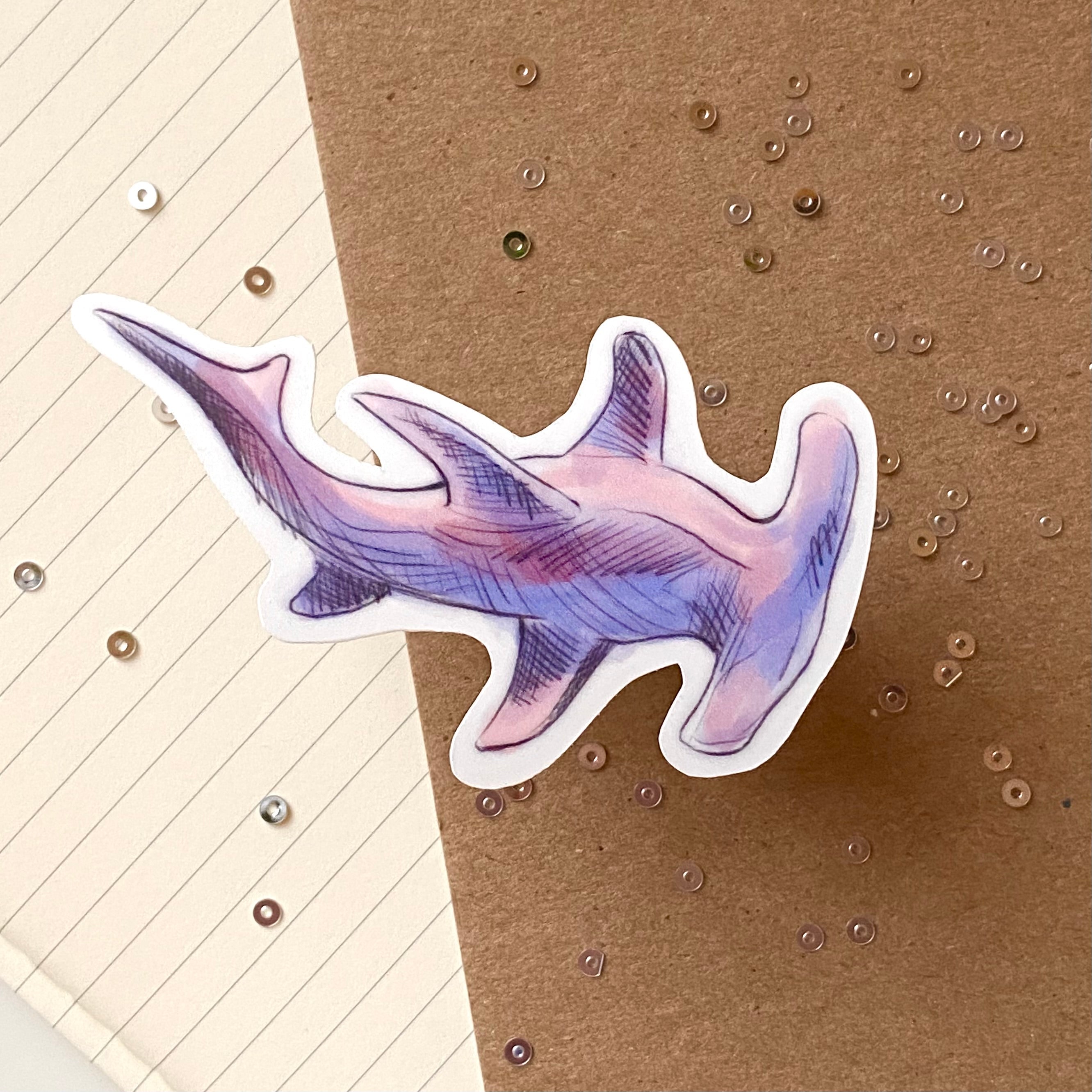 Hammerhead Shark - Glossy Vinyl Sticker – Tanya Turner Art