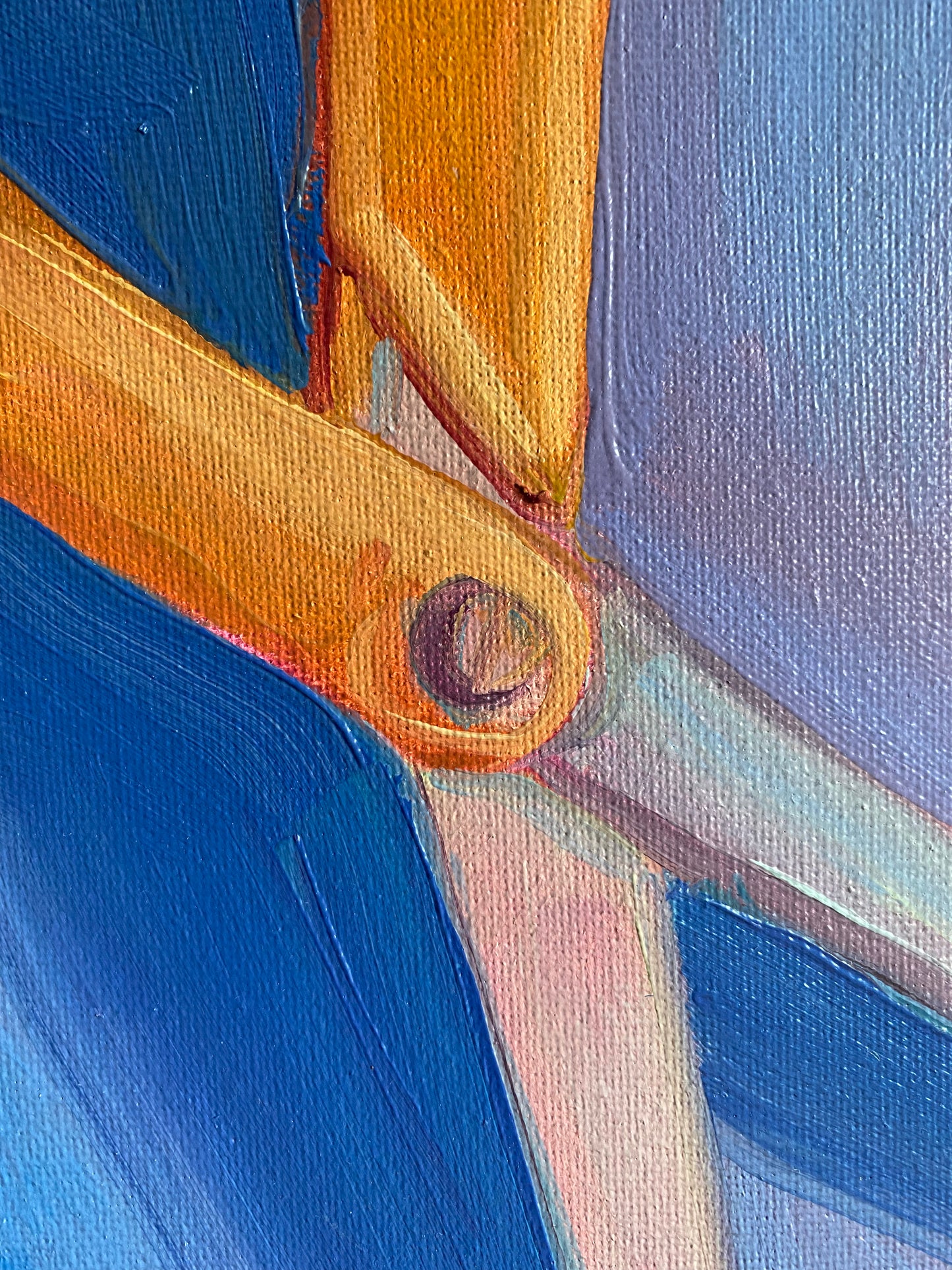 Scissors, original 14 x 10.5 inch oil painting on unstretched canvas