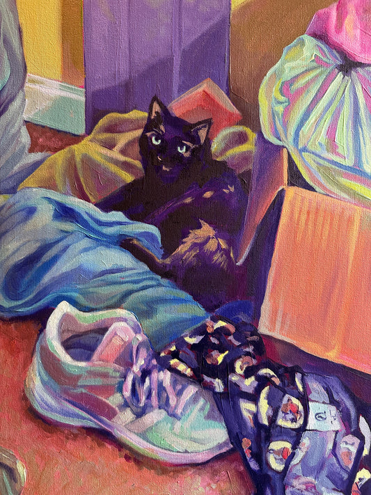 Comfort in the Clutter - original 24 x 18 inch oil on canvas