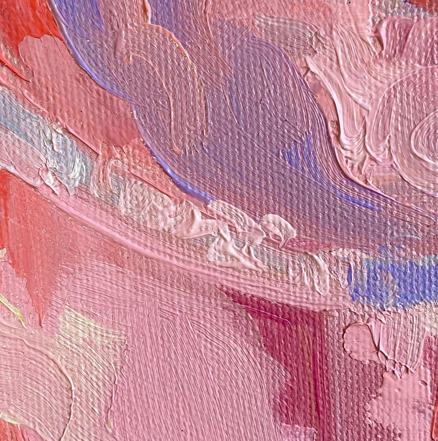 Strawberry Milk, original 16 x 16 inch oil painting on canvas