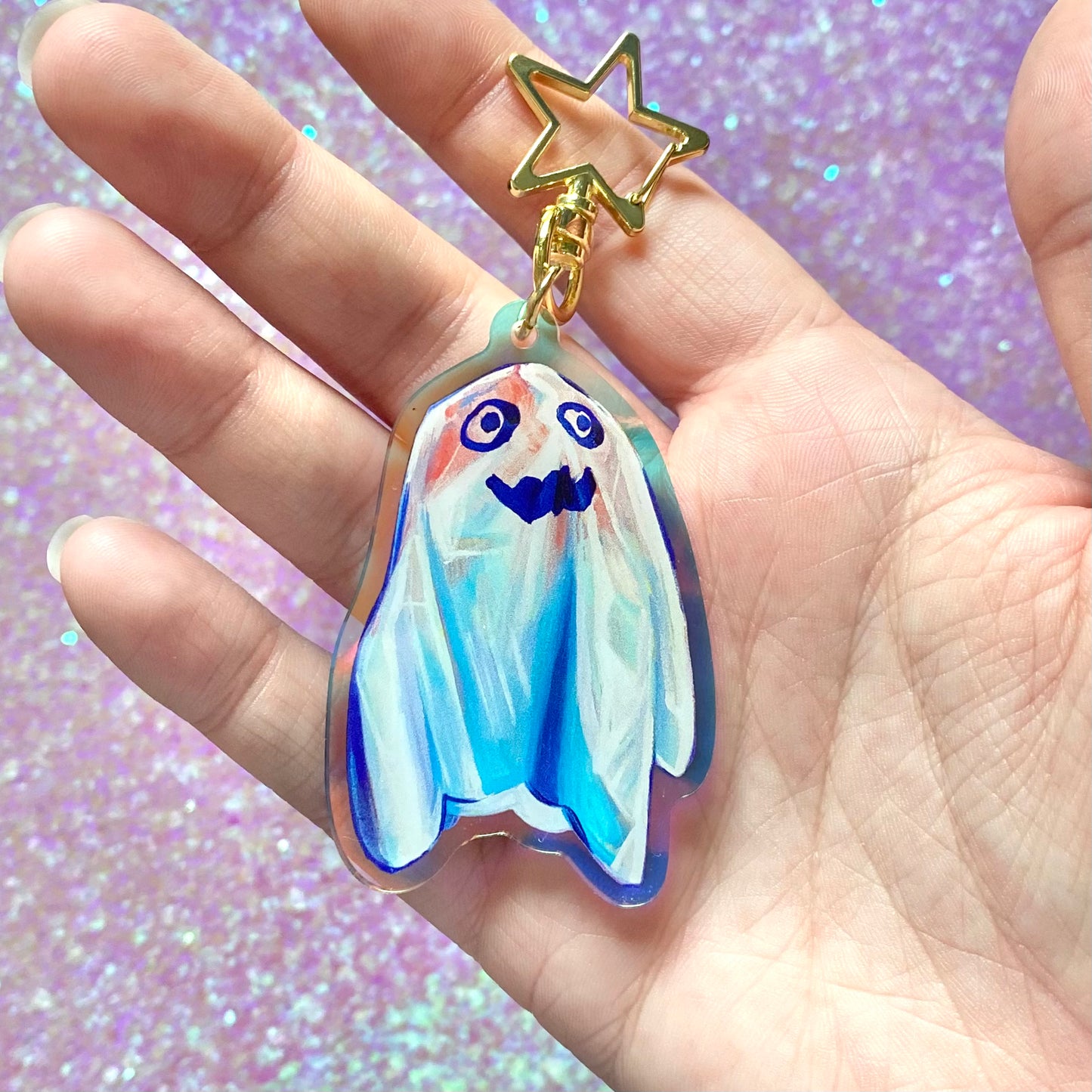 “Ghost” Iridescent Acrylic Keychain Charm 2.5 inch