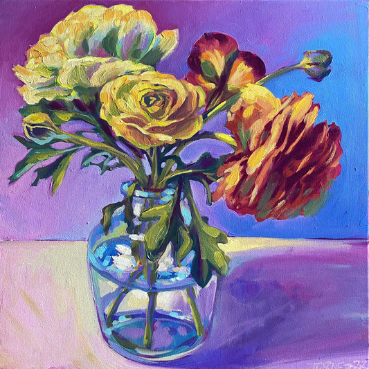 Summer Arrangement, original 16 x 16 inch oil painting on canvas
