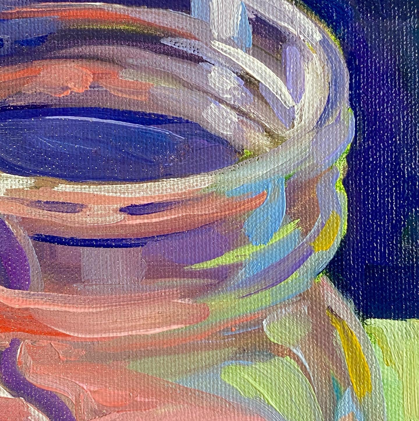Strawberry Milk, original 16 x 16 inch oil painting on canvas