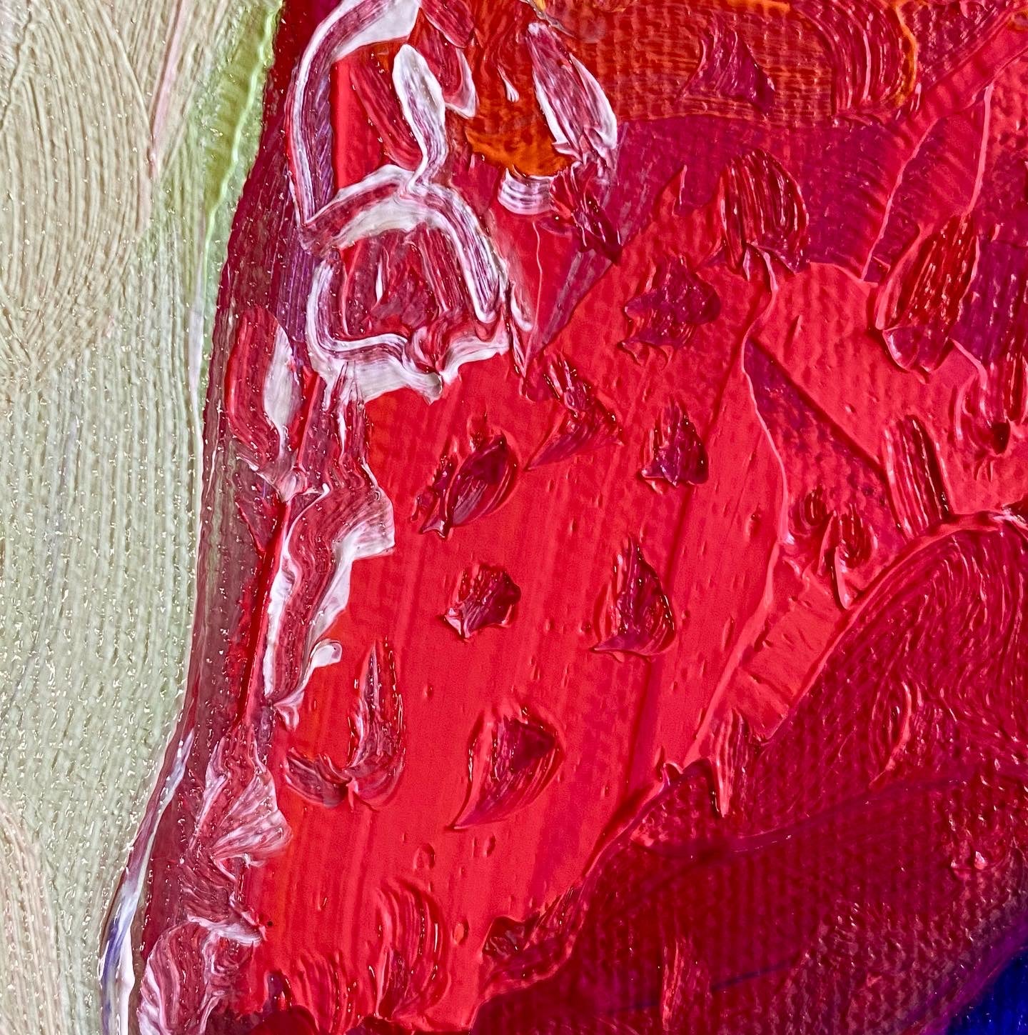 Strawberry Milk, original 16 x 16 inch oil painting on canvas