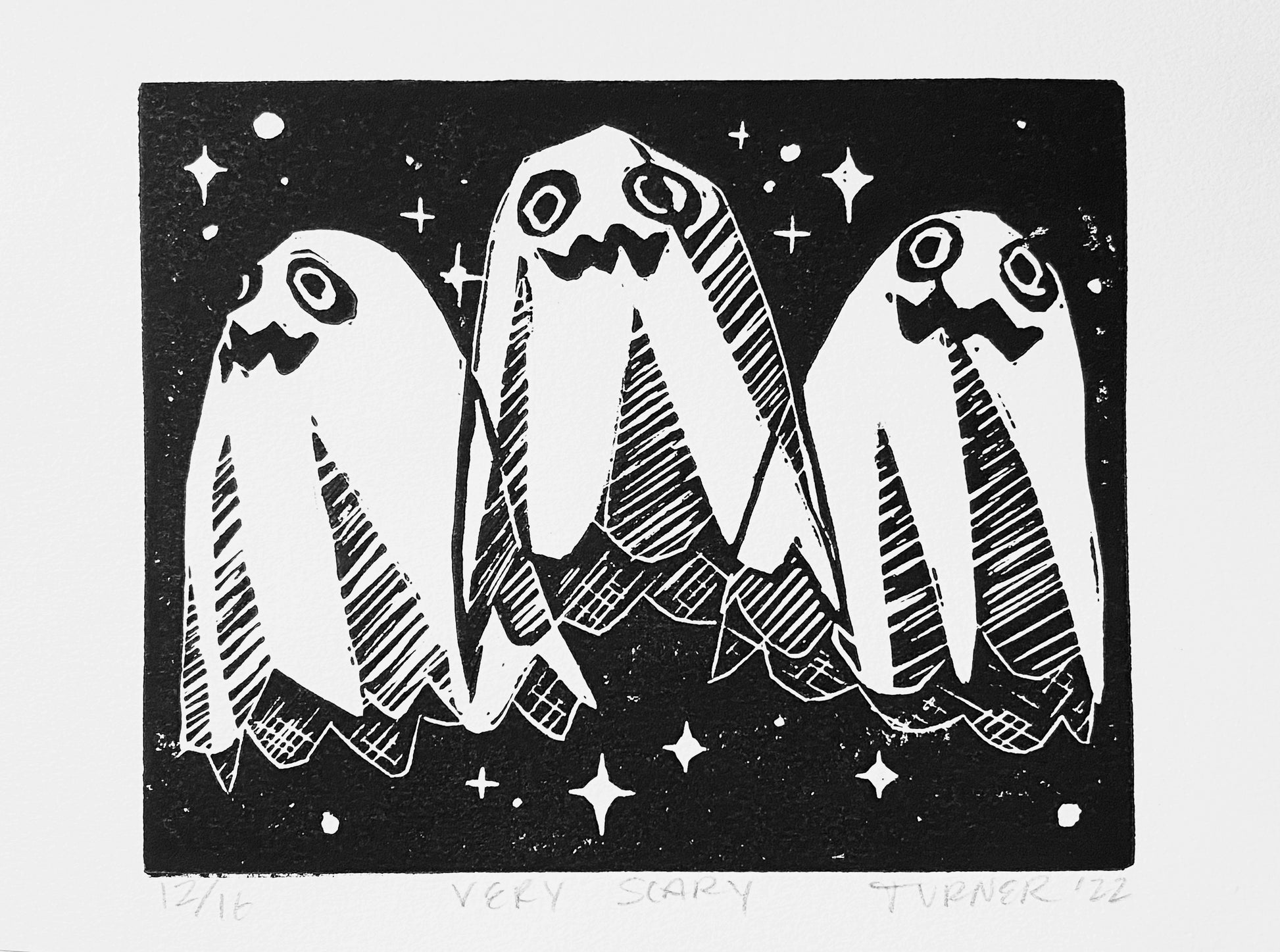 Very Scary - 5 x 7 inch unframed linocut block print, edition of 16 – Tanya  Turner Art